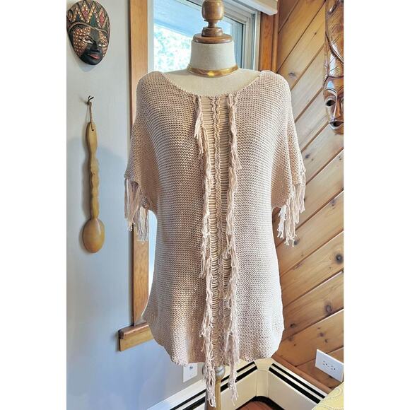 Melissa Odabash Bohemian Crocheted Fringe Sweater - Picture 1 of 7